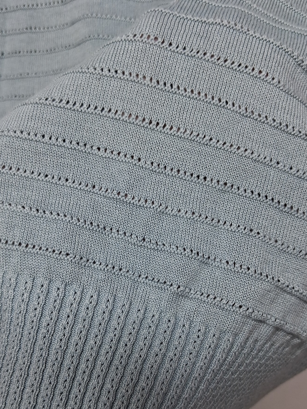 FRYE Light Blue Knit Short Sleeve Sweater - Picture 6 of 8